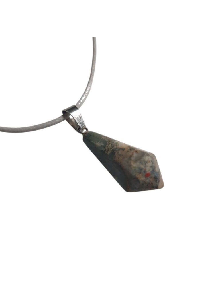 Moss Agate Gemstone Pendant Necklace Healing Stone Drop Adjustable Gift Boho